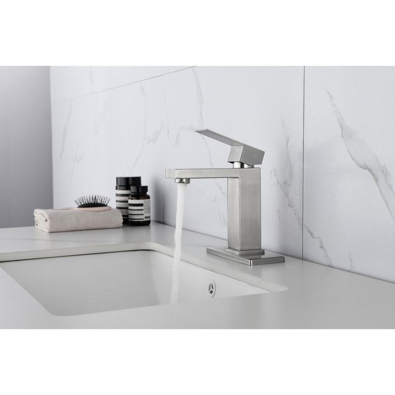 Single Handle Bathroom Faucet And Pop - Up Drain With Overflow Function, Stainless Steel Build, Brushed Nickel Color, Less Water , Leak Proof Drain, Quick Assembly Steps Featuring Overflow, Body,