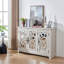 Armoire de rangement autoportante autoportante, buffet en MDF, portes sculptées en miroir en acrylique, tablette réglable, comptoir spacieux, sangles anti-basculement, assemblage facile dans la cuisine du couloir du salon