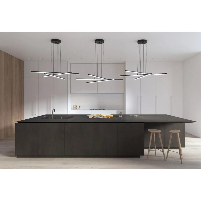 Lustre linéaire moderne à 3 lumières Stix, Noir satiné