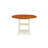 3 Piece Dining Table Set Contains a Round Dining Room Table with Dropleaf & Shelves and 2 Linen Fabric Chairs, Buttermilk & Cherry-1351354518