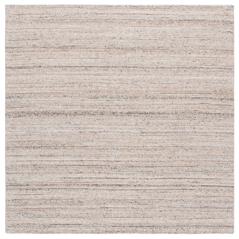 Natura 461 Hand Woven Wool; Cotton No Pattern Rug in Beige, Square 6'