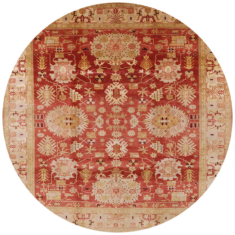 Tapis oriental beige / rouge Karekin, Rond 4 pi