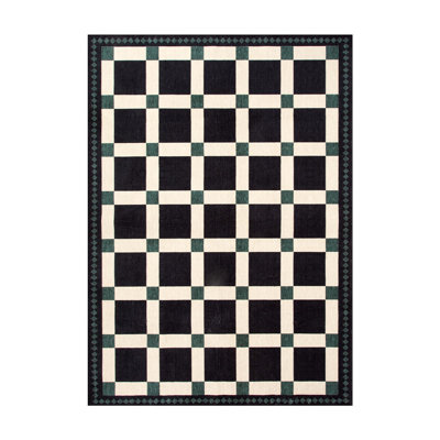 Tapis à carreaux lavable pour tapis de salle à manger Aera
