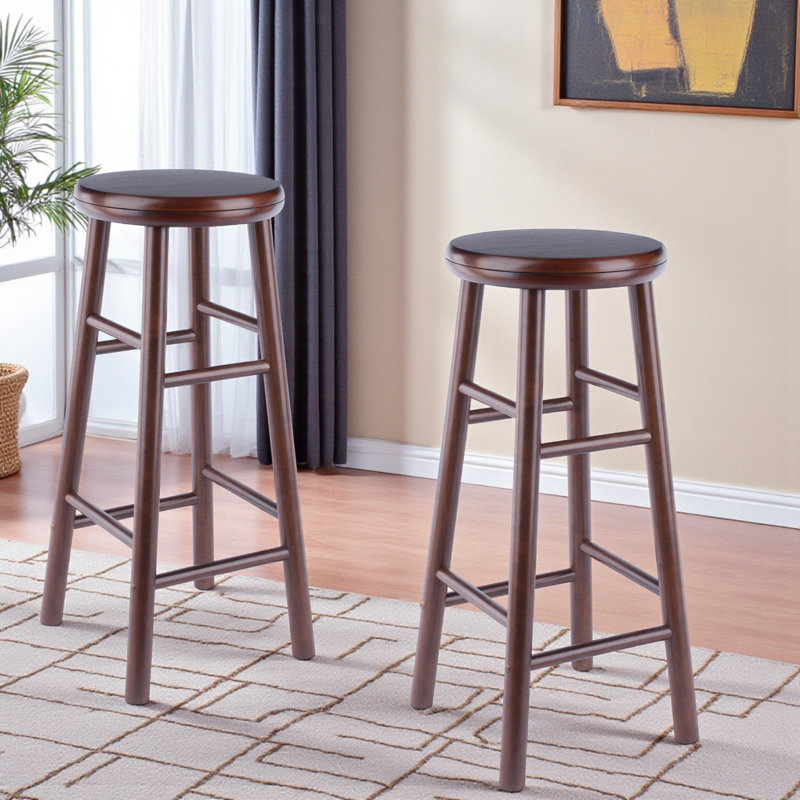 Harlan Walnut 2-Piece Swivel Seat Bar Stool Set, 29.96'' H X 13.19'' W X 13.19'' D, Walnut