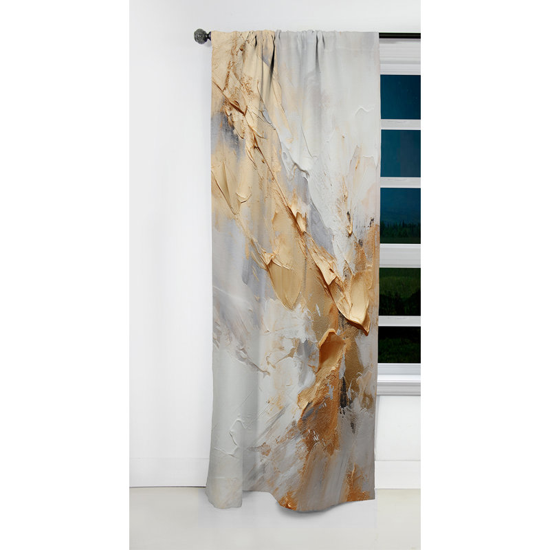 Rideau occultant à formes abstraites beige et doré Glacier Stone Simplicity III - 1 panneaux, L 52 po x L 84 po