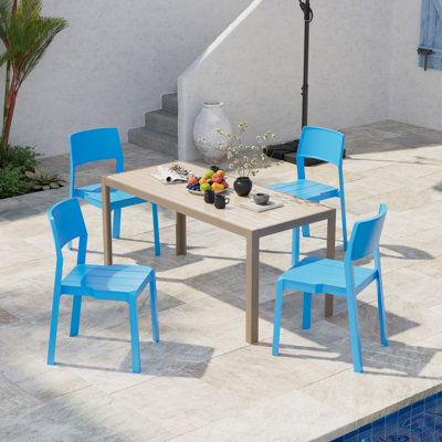 Outdoor Patio Dining Chairs Set Of 4, Stackable Plastic/Resin Side Chair For Indoor Outdoor, 4 Pieces Bistro Chairs For Balcony, Garden, Backyard by George Oliver