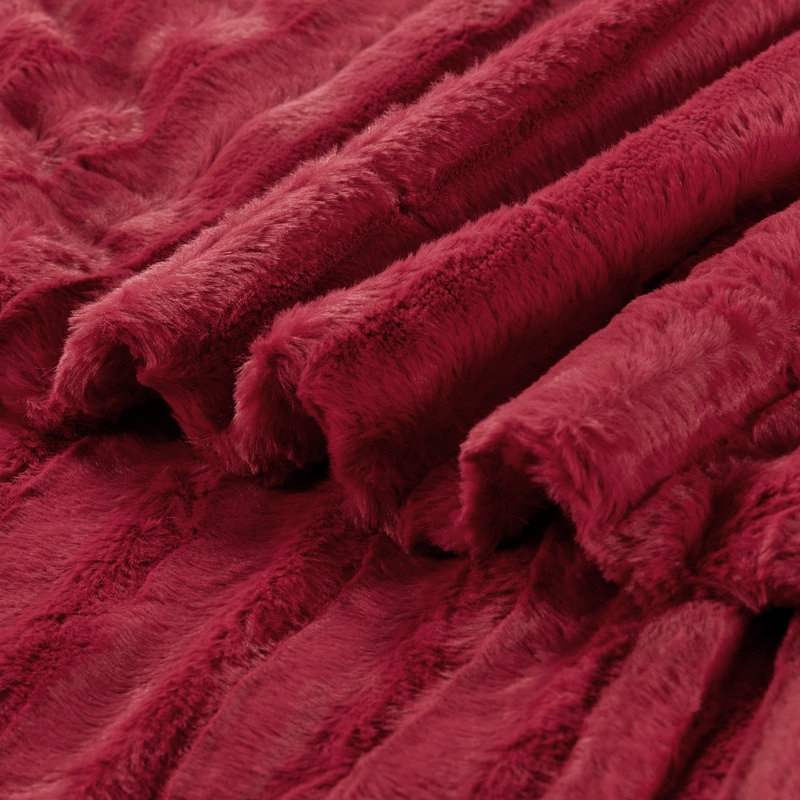 Jeté en fausse fourrure Derby, Rouge pimenté, l 60 po x L 80 po