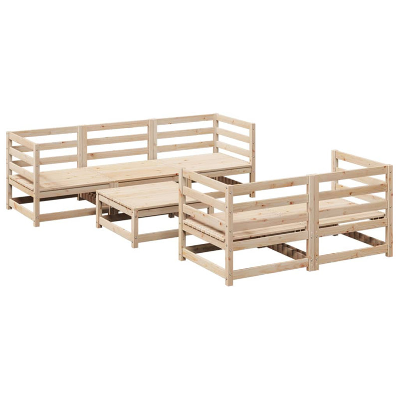  Ensemble de canapé de jardin modulaire, Coussin gris foncé / structure naturelle
