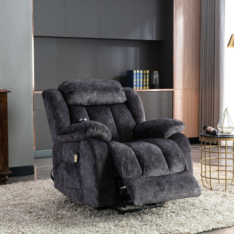 Demp 96cm Wide Velvet with Heated Cushion, Grey
