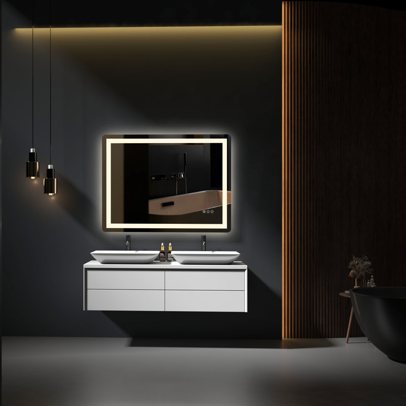 Dokes Filleted Corner LED Bathroom Vanity  Mirror Passed ETL Certification, 36'' x 48''