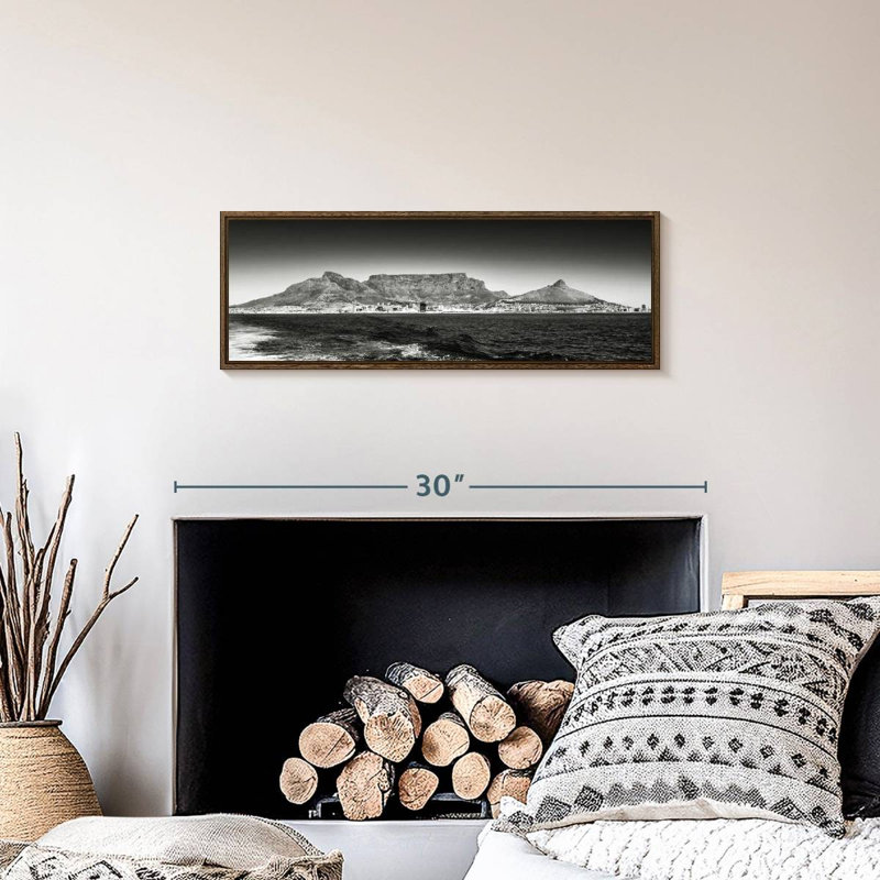 Table Table - Cape Town - noir et blanc, 25 po x 9 po, Cadre flottant noyer