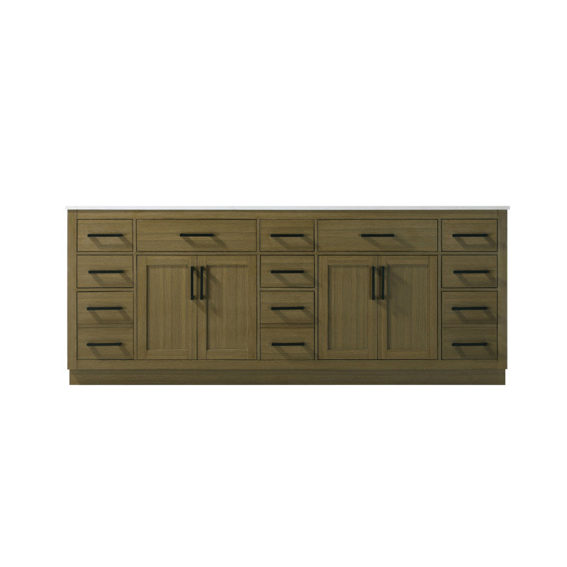 Meuble-lavabo double 84 po Ahner, Brun châtaigne