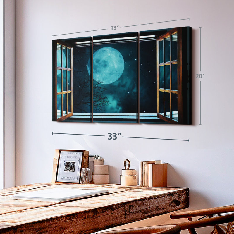«Moon Sparkles», 3 pièces, H 20 po x l 33 po x P 1,25 po