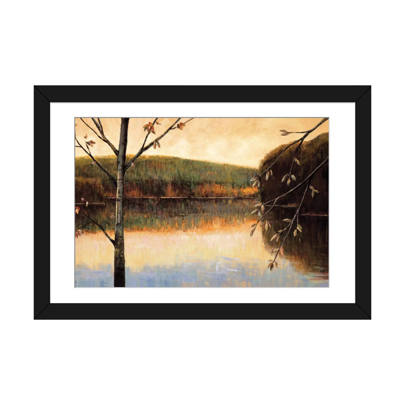 « from the lakeshore », reproduction d’art sur toile, H 24 po x l 32 po x P 1 po, Papier d'art encadré noir, Blanc