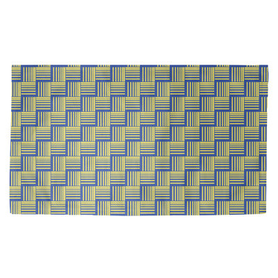 Rayures tressées bleu/jaune Tapis décoratif
