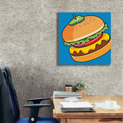 «Cheeseburger On Blue on Canvas» par Ron Magnes, reproduction