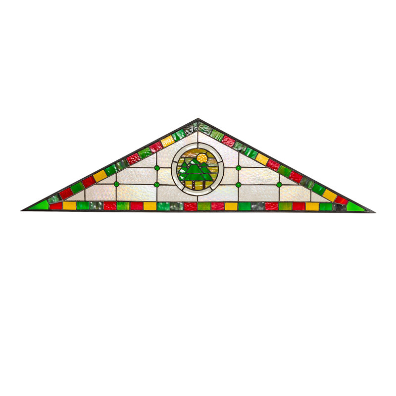 51" Wide X 13.5" High Woodland Stained Glass Transom Window