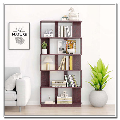 31.5" L x 64.56" H Free combination bookshelf Modern 5-Tier Open Storage Bookcase