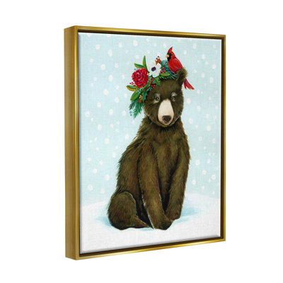 " Bear Seasonal Holly Snow Scene " by Laura Marr