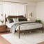 Très grande base de lit plateforme, lit à broche avec tête de lit haute incurvée, aucun sommier nécessaire, lit à baldaquin rétro-608094705
