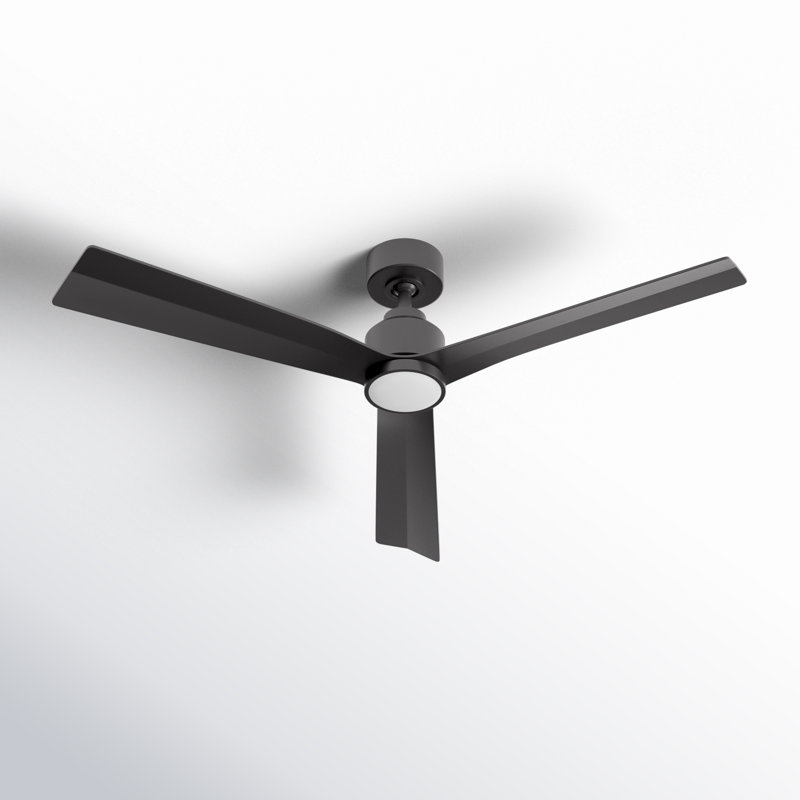 52" 3 Blade Smart Ceiling Fan with Remote Control Included, Matte Black, With Light Kit