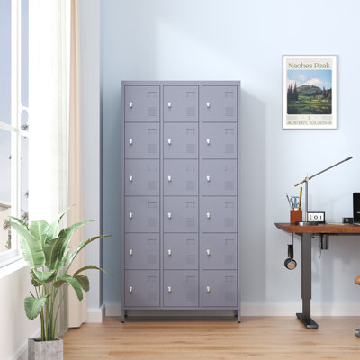 18 Door 72"H Metal Lockers With Lock For Employees,Storage Locker Cabinet For Home Gym Office School Garage,Easy Assembly,Grey