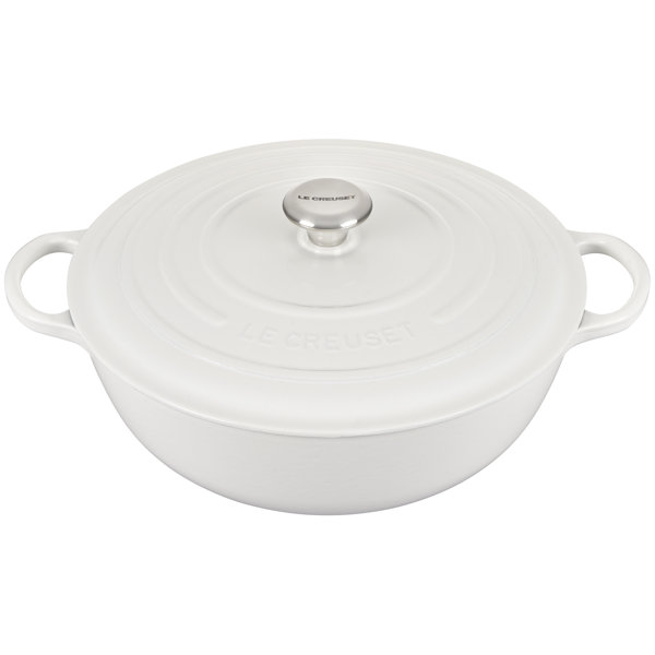 Le Creuset 26 Dutch Oven 5 1/2 Qt With Lid Iron Enameled White Round Made  in France 