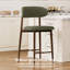 Ensemble de 2 tabourets de bar à hauteur de comptoir, tabourets de bar rembourrés Mid-Century avec pieds en métal robustes, tabourets de comptoir à siège incurvé en lin pour îlot de cuisine et salle à manger