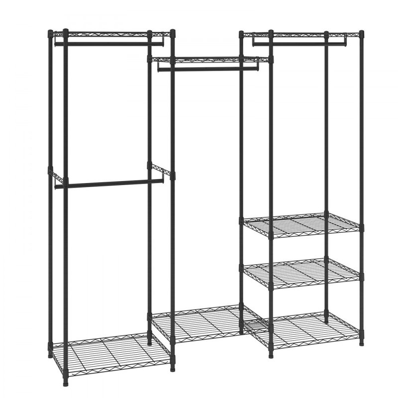 Portant à vêtements robuste, support à vêtements roulant avec 4 tringles de suspension et 8 niveaux de rangement, support de garde-robe ajustable sur mesure, garde-robe autoportante pour suspendre les vêtements, capacité de charge de 800 lb