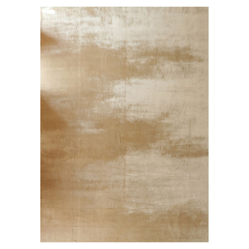 Tapis tibétain beige en soie noué à la main multi-tailles, Rectangle 12 pi x 15 pi