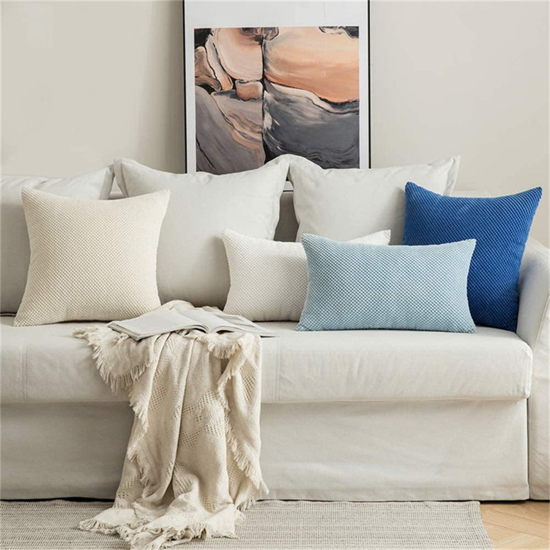 Set of 2 Throw Pillow Covers With Inserts– 18"x18" Decorative Throw Pillow Full Set, Navy