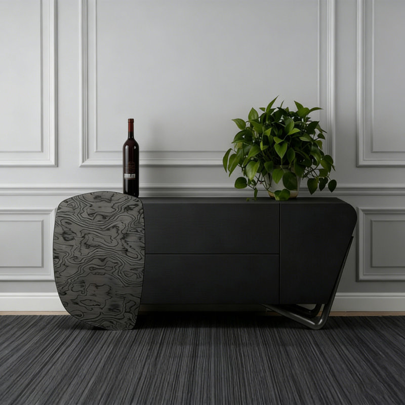 Console moderne minimaliste moderne, H 31,5 po x l 51,18 po x P 15,75 po, Gris foncé