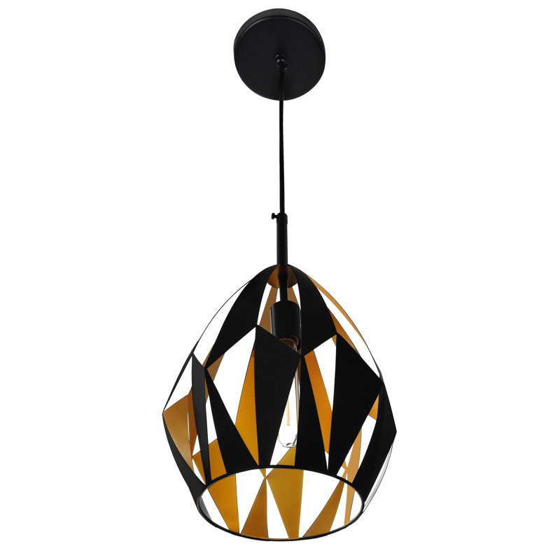 Mini-luminaire suspendu 1 lumière noir / finition cuivre pour les cuisines, les salles à manger, les coins lecture, les couloirs et les entrées