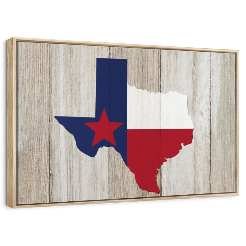 Texas Flag State Citlali, Cadre flottant en bois naturel, 37 po x 25 po