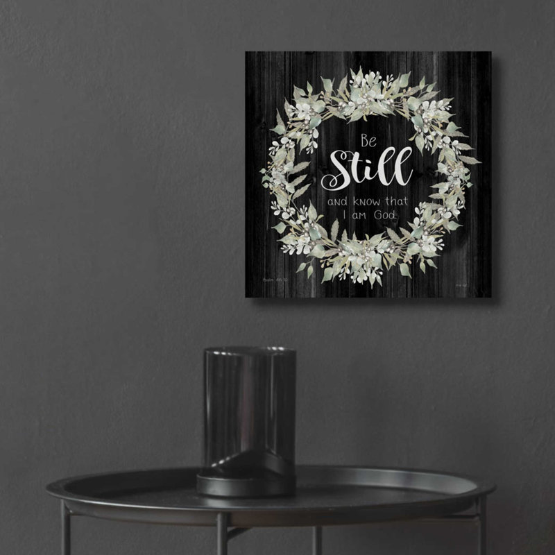 «Be Still and Know Wreath» par Cindy Jacobs, art mural en verre acrylique, H 12 po x l 12 po x P 0,13 po