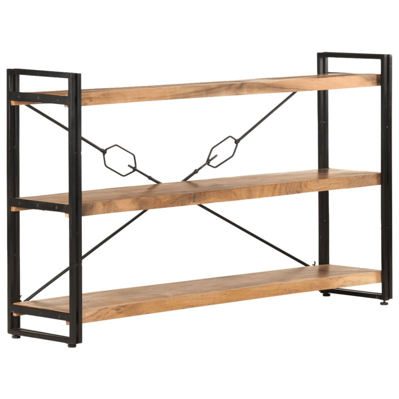 Bibliothèque en bois de manguier massif, Naturel, H 31,5 po x l 23,62 po x P 11,81 po