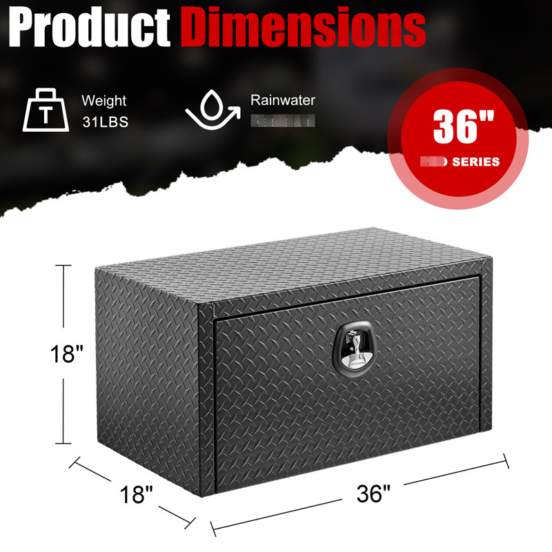 36 po, aluminium, coffre à outils pour camion, remorque imperméable, légère et robuste, loquet moulé sous pression, coffre de rangement efficace, cadre, loquet