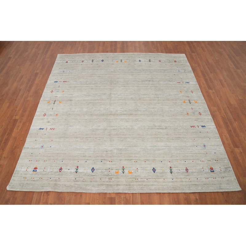 Tapis sophistiqué de style Gabbeh aux tons doux 8 x 8