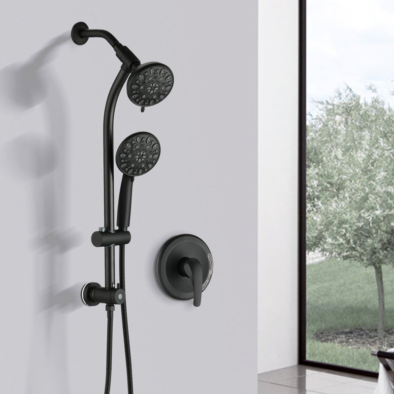 Système de douche spa noir mat avec perceuse - glissière en acier inoxydable et 7 fonctions à deux modes de barre de tête