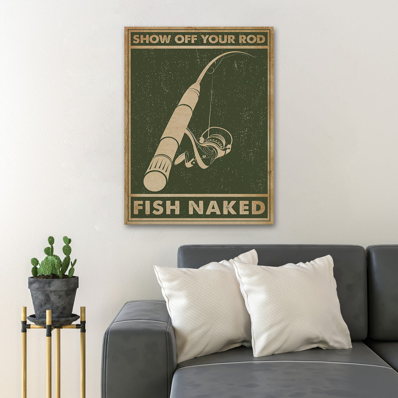 Canne à pêche sur fond vert - Show Off Your Rod, H 36 po x l 24 po x P 2 po