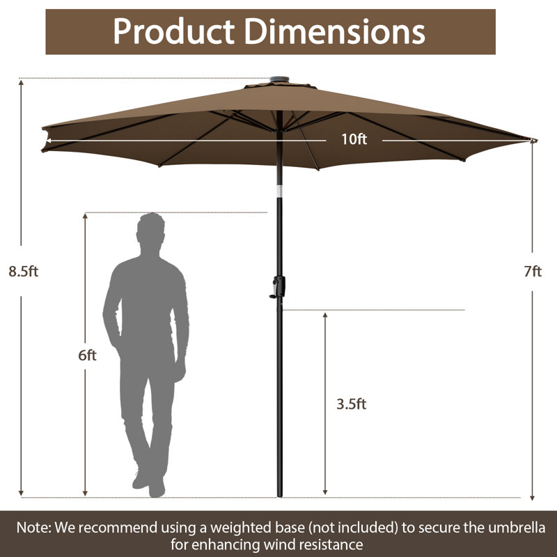 Parasol de marché lumineux 10 "Cayuga, Café