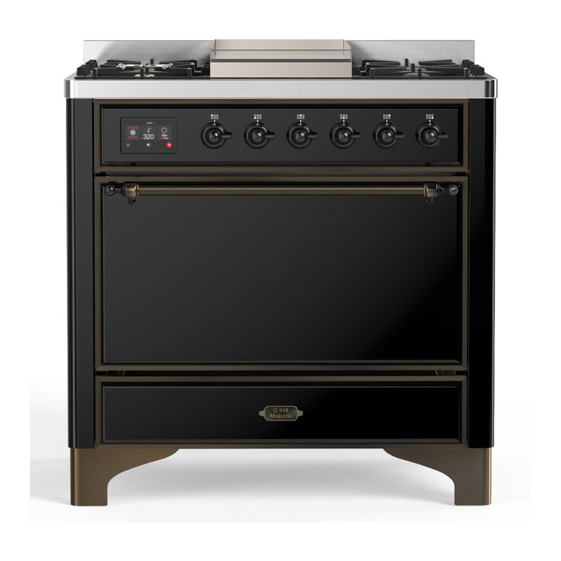 Majestic III Series 36 Inch Dual Fuel Range with 6 Sealed Burners, Griddle, in Emerald Green (Natural Gas, Copper Trim)