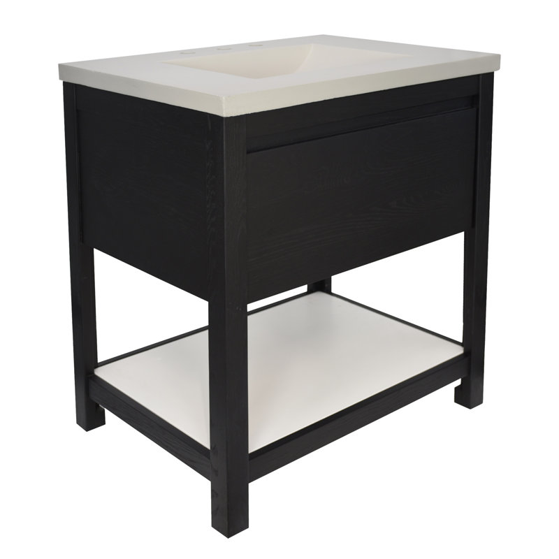 Solace 30" Single Bathroom Vanity Base Only, Midnight Oak/Pearl