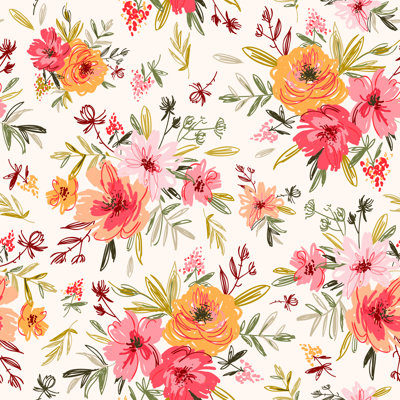 Papier peint fleurs vives