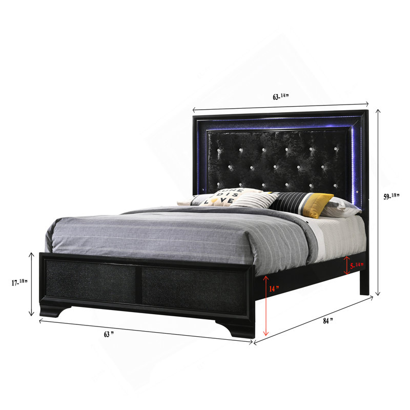 Mobilier de chambre à coucher capitonné moderne à finition grand lit 1pc