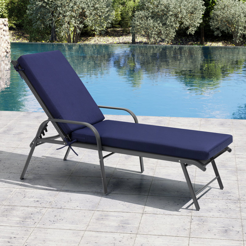 Coussin de chaise longue d'extérieur 72 po, Marine, 1