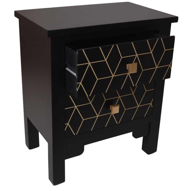 Slovan 48cm W Solid + Manufactured Wood Bedside Table, Black