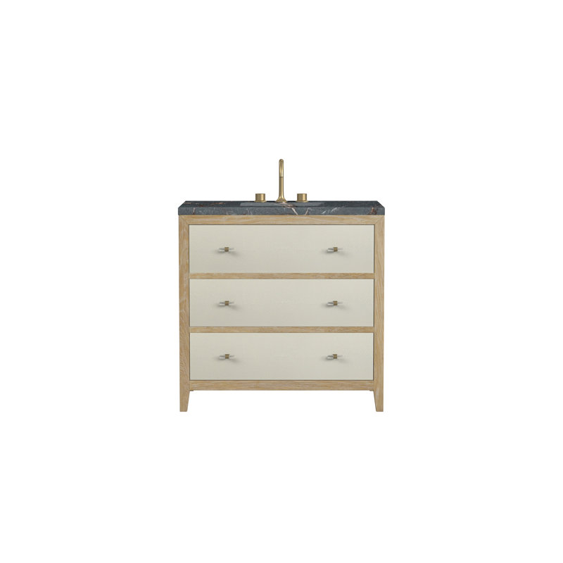 Celeste 36'' Single Bathroom Vanity with Solid Surface Top, Parisian Blue, 8" Widespread