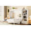 Grand lit ajustable pliable avec tablette et tiroir de rangement, compartiments muraux multifonctionnels de couleur blanche, peu encombrant-130155701
