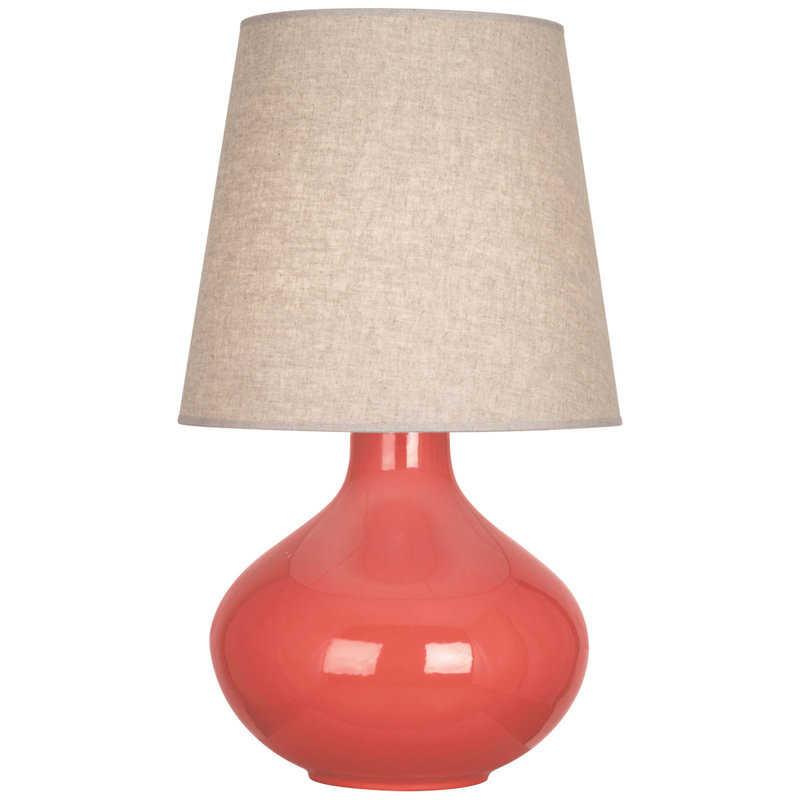 June Table Lamp, Buff Linen, Bone